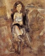 Jules Pascin Cloth put on the Female-s waist Germany oil painting artist